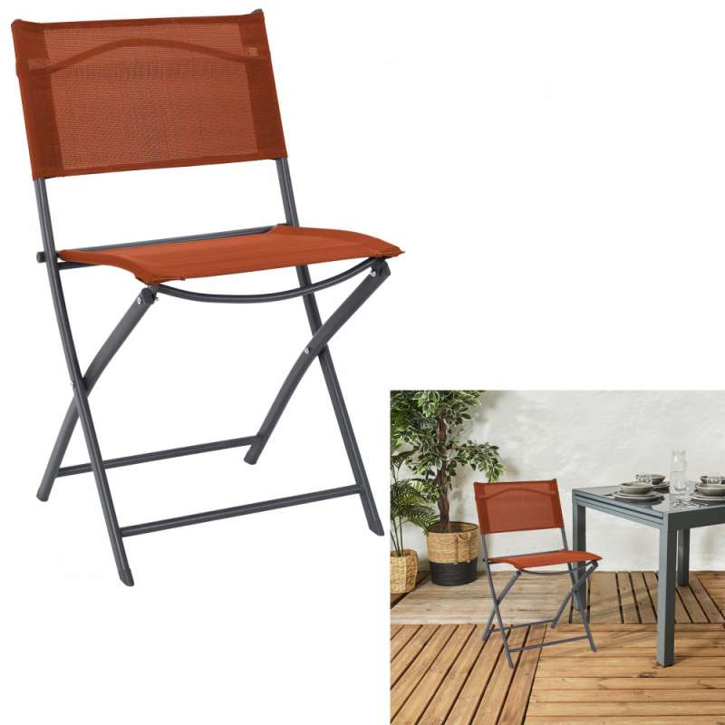 let og moderne klapstol i terracotta - Sammenklappelig stol til engrospris
