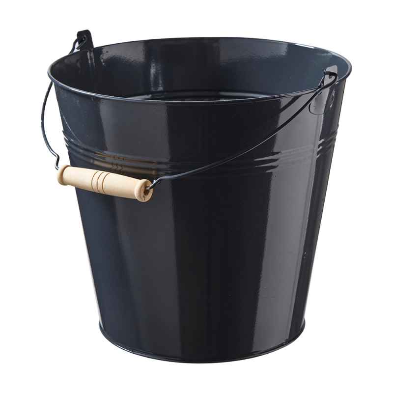 Seau zinc D24H23cm manche bois anthracite à prix grossiste - seau à prix de gros