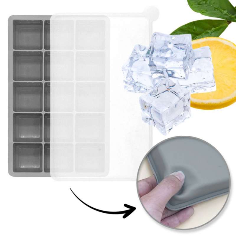 Grijze siliconen ijsblokjesvorm voor 15 cubes tegen groothandelsprijzen - ijsblokjeshouder tegen groothandelsprijzen