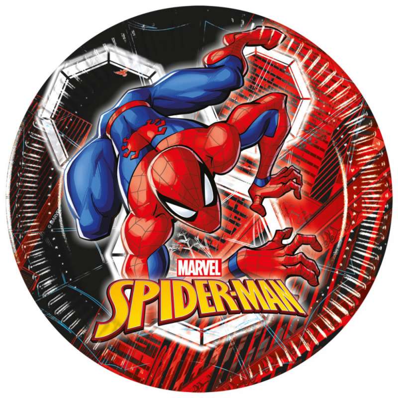 Pratos de papel Spiderman 8 peças 20 cm - prato de papelão a preço grossista