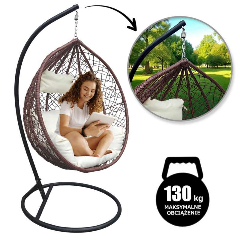 Chaise suspendue, balançoire cocon marron avec lum à prix grossiste - balancelle à prix de gros