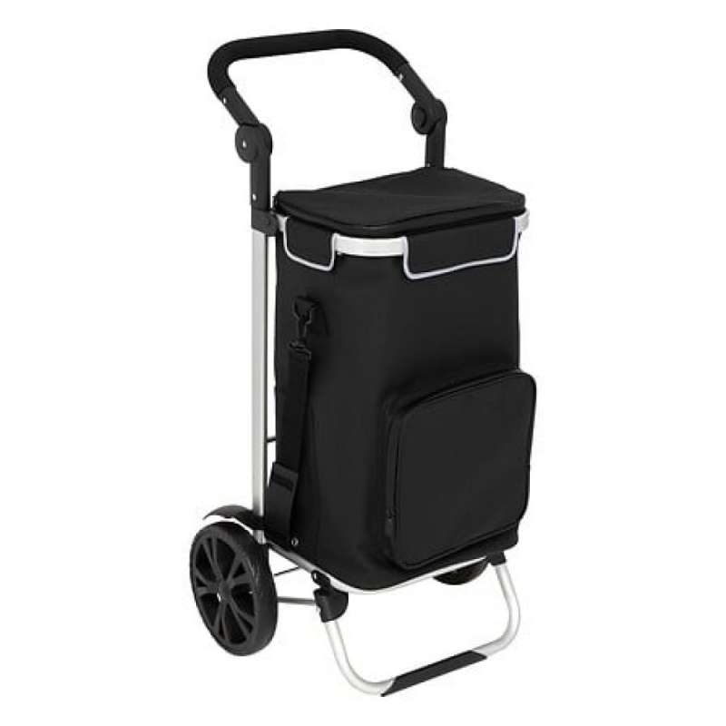 Zwart aluminium winkelwagentje met 2 wielen - winkelwagentje tegen groothandelsprijzen