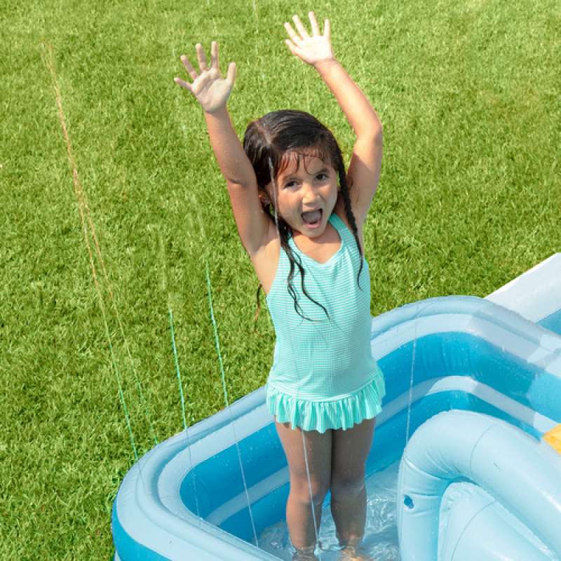 Gekleurde opblaasbare kinderpiscine met glijbaan - piscine gonflable tegen groothandelsprijzen