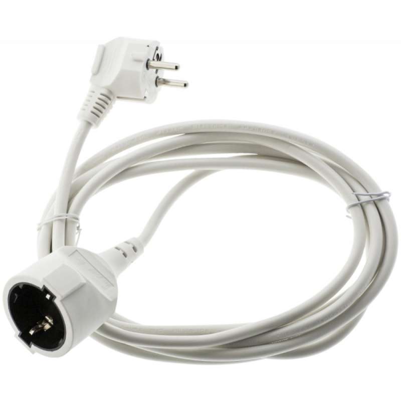 Hvidt forlængerkabel 5 m 3G1.5 - forlængerledning til engrospris
