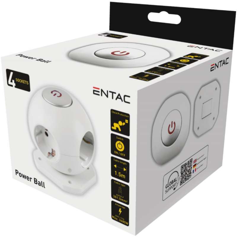 Boule de distribution Entac 4 prises avec interrup - multiprise à prix grossiste