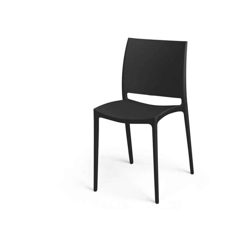 Sedia impilabile in plastica nera 46x41x79 cm a prezzi all'ingrosso - sedia da pranzo a prezzi all'ingrosso