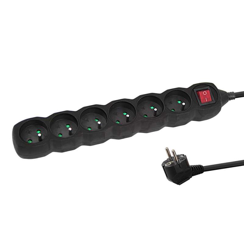 Multiprise 6 Saídas com Interruptor Preto - multiponto a preço grossista