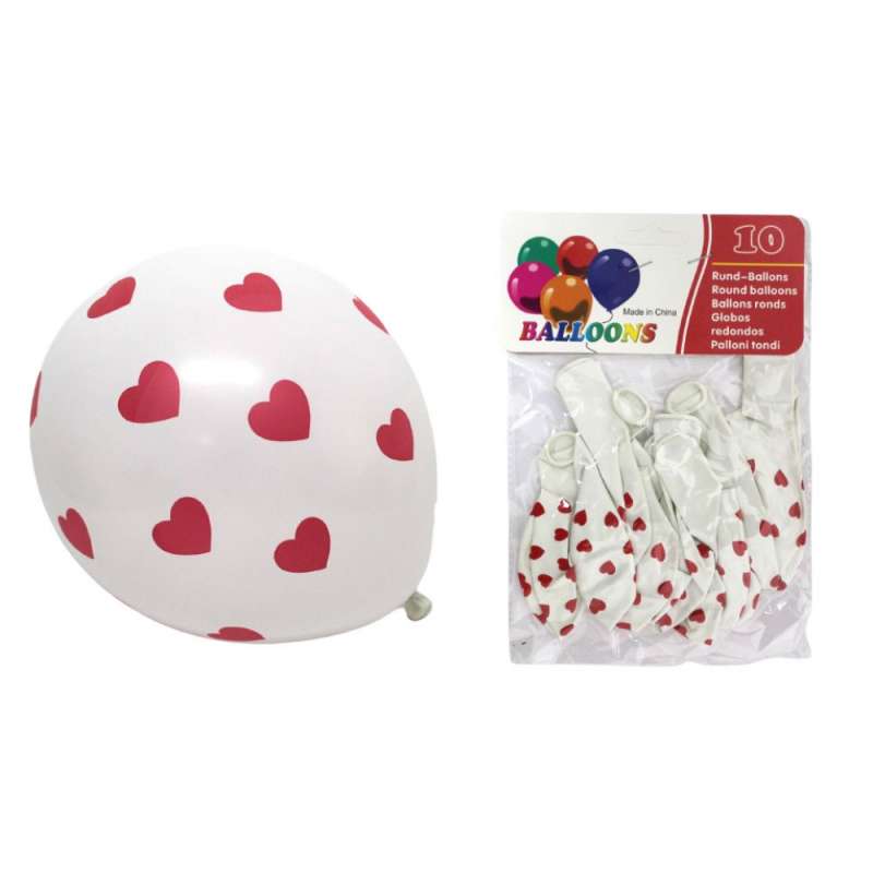 Lote de 10 globos corazón 30 cm - globo de látex a precios de mayorista