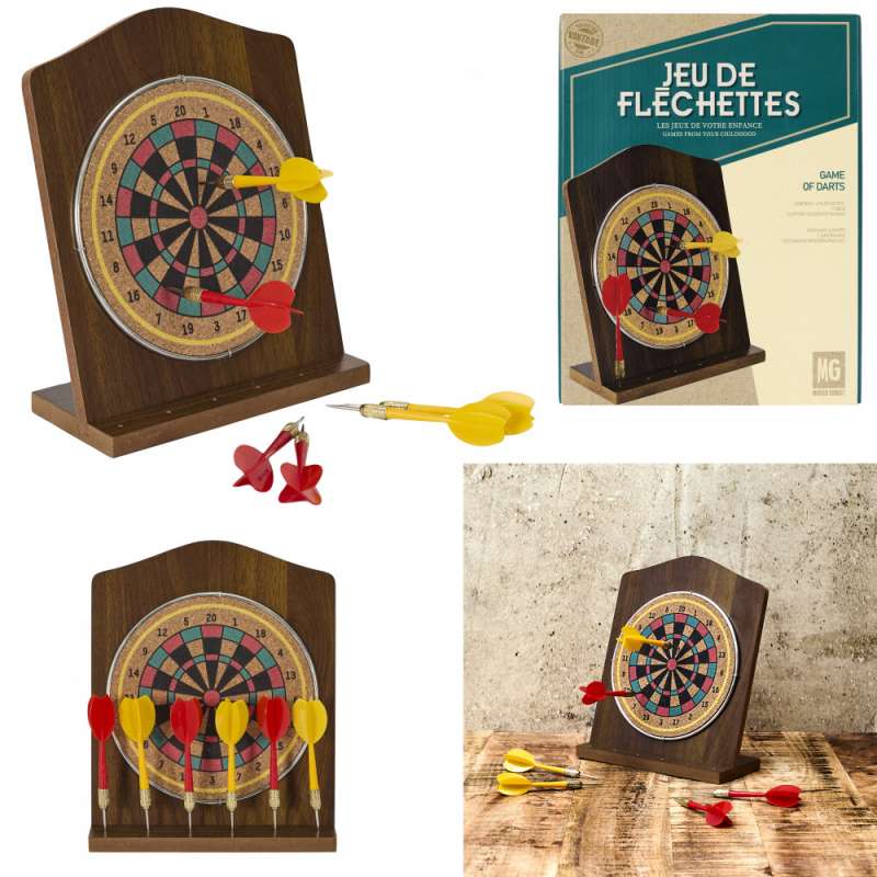 Holz-Dartspiel mit bunten Pfeilen zu Großhandelspreisen - Wurfspiel zu Großhandelspreisen