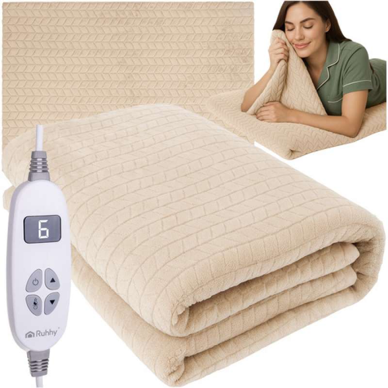 Tappeto riscaldante elettrico 180x130 cm beige - coperta riscaldante a prezzi all'ingrosso