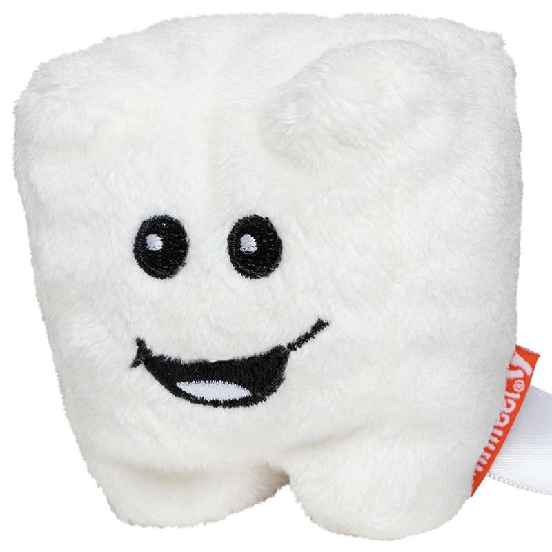 Peluche dent 7cm met microfibre onderzijde - Knuffel tegen groothandelsprijzen