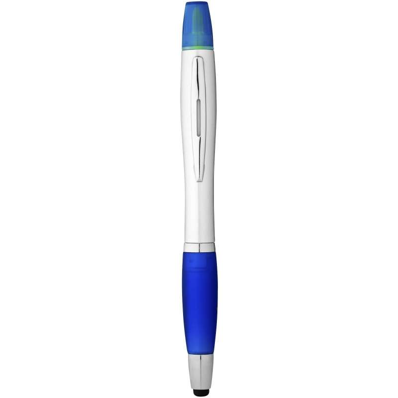 Silver Twist Ballpoint Pen with Highlighter and Stylus at wholesale prices - Ballpoint pen at wholesale prices