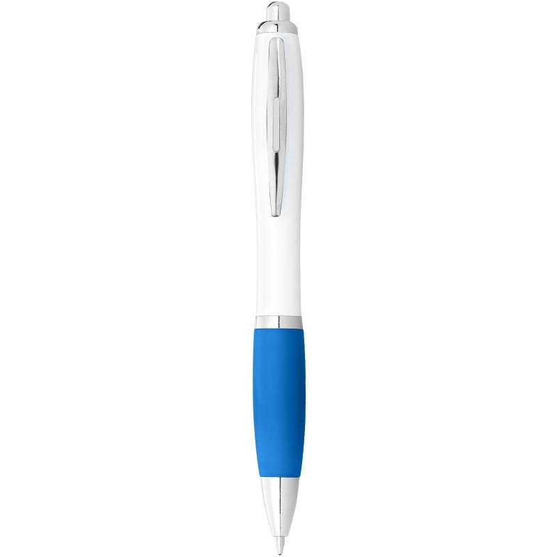 Stylo bille avec corps blanc et grip coloré Nash - Bullet à prix de gros - Stylo bille à prix grossiste