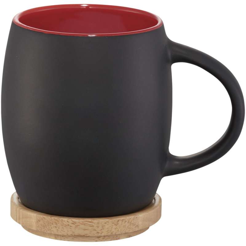 400ml Matte Ceramic Heart Mug with Coaster at wholesale prices - Kitchen accessory at wholesale prices