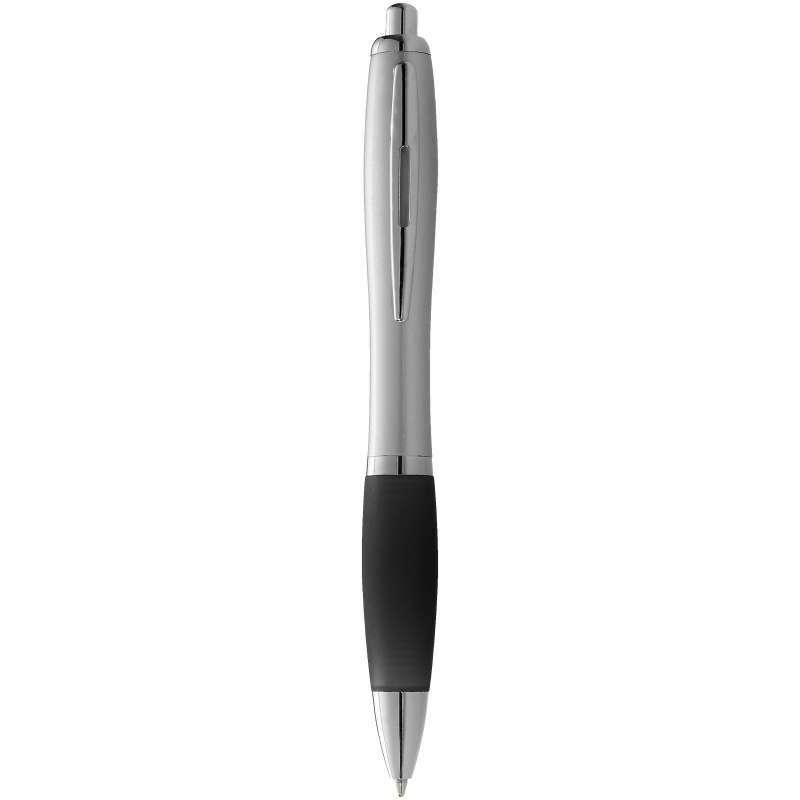 Stylo bille avec corps argenté et grip coloré Nash - Bullet - Stylo avec grip à prix de gros