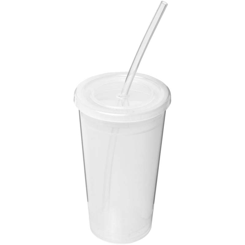 Translucent Double-Wall 350ml Tumbler with Straw - Glass with straw at wholesale prices