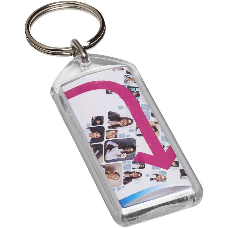 Transparent rektangulär nyckelring 6,3 x 2,7 cm - Nyckelring till grossistpris