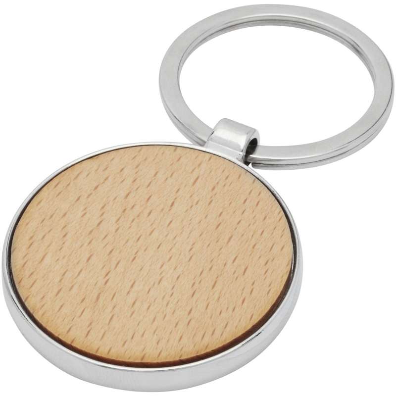 Llavero redondo de madera de haya 4 cm - Accesorio reciclable a precios de mayorista
