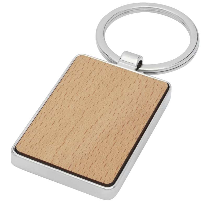 Rectangular Beech Wood Keychain 5x3 cm - Recyclable accessory at wholesale prices