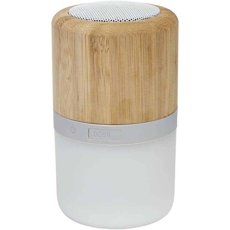 Haut-parleur Bluetooth Aurea en bambou avec lumière - Bullet à prix de gros - Haut-parleur à prix grossiste