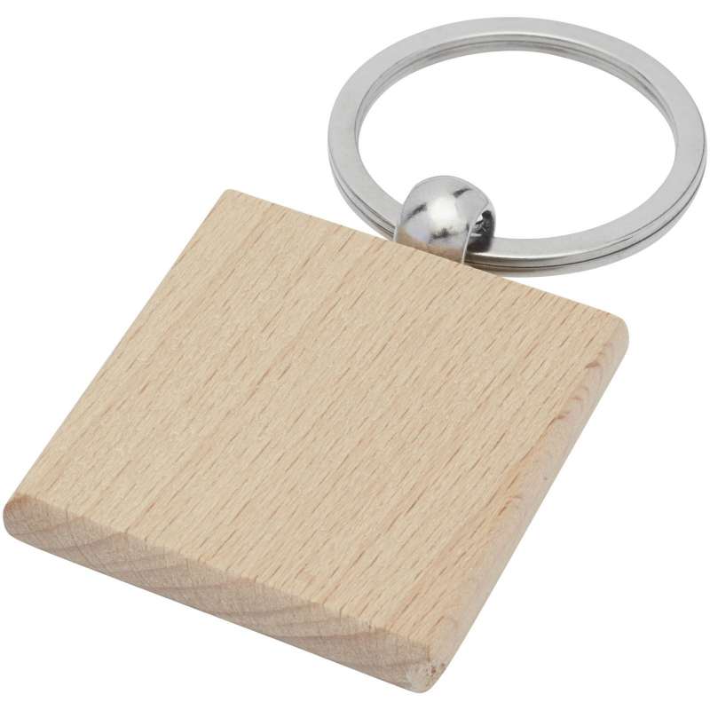Square Beech Wood Keychain - 4 cm x 4 cm - Recyclable accessory at wholesale prices
