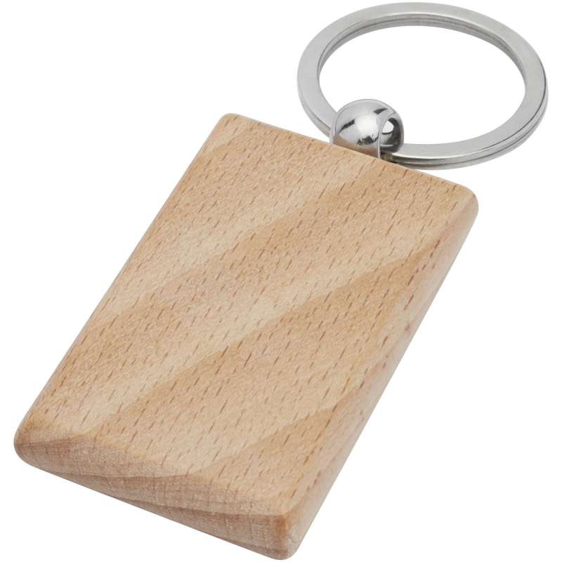 Porte-clés rectangulaire en bois de hêtre - Bullet à prix grossiste - Porte-clés bois à prix de gros