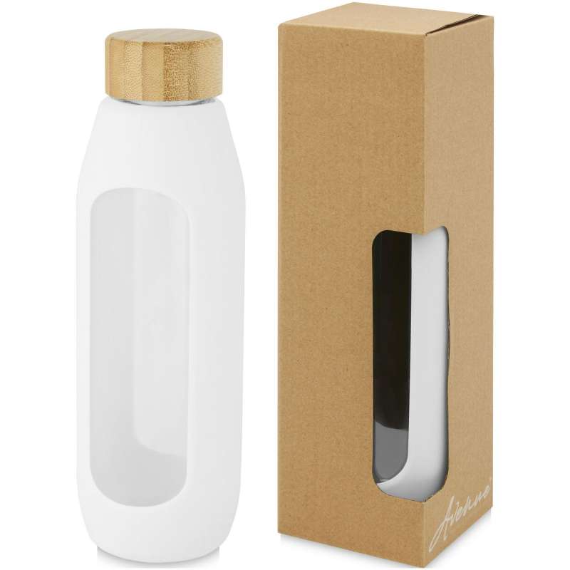 Bouteille de 600 ml en verre borosilicate avec grip en silicone - Avenue - Gourde en verre à prix de gros