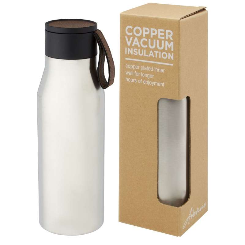 Bouteille 500 ml en acier inox avec cuivre et isolation par le vide, avec sangle et couvercle en matière ABS - Avenue à prix de gros - Accessoire recyclable à prix grossiste