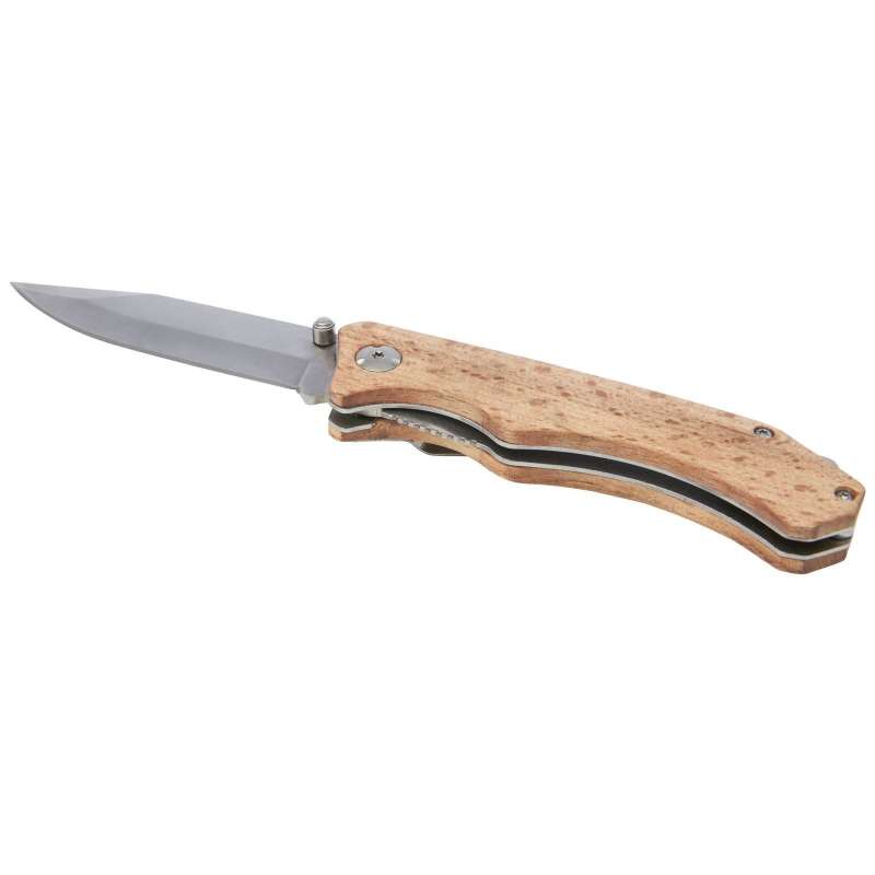 Couteau de poche en bois Dave avec clip de ceinture - Couteau de poche à prix de gros