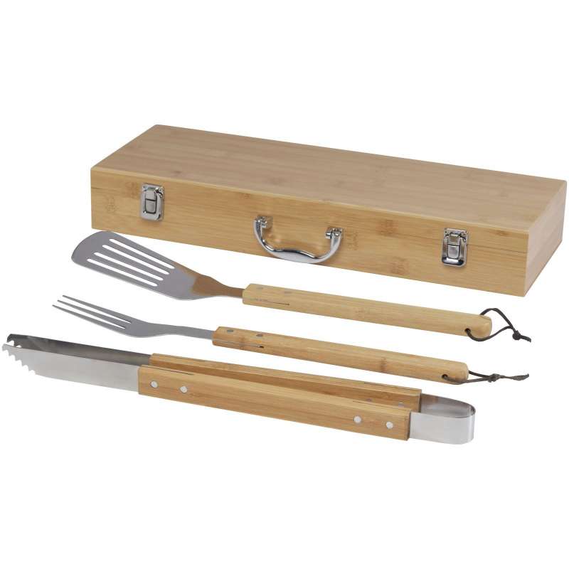 3-delig BBQ set in bamboe 51,5 cm - Barbecue-accessoire tegen groothandelsprijzen