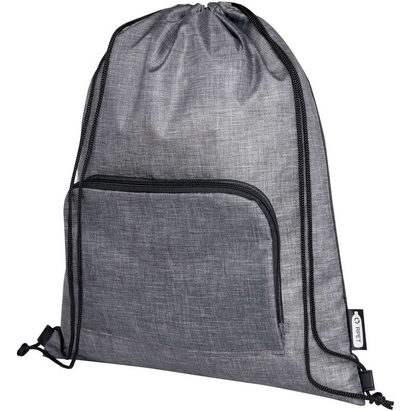 Foldable 7 L recycled bag with Ash drawstring - Recyclable accessory at wholesale prices