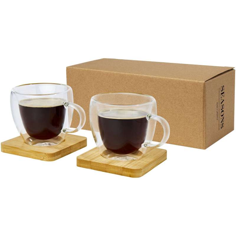 Juego de 2 tazas de vidrio 100 ml - Taza a precios de mayorista