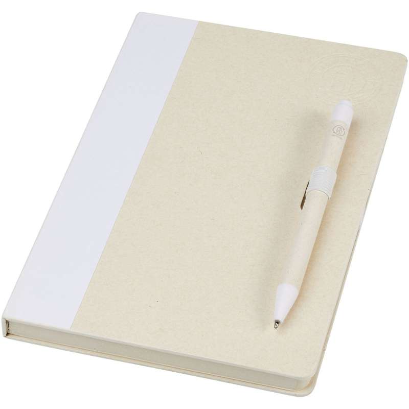 A5 notebook and ballpoint pen set, made from recycled milk cartons, Dairy Dream - Recyclable accessory at wholesale prices