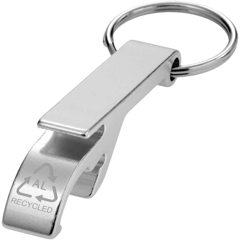 Ouvre-bouteille et canette Tao en aluminium recyclé certifié RCS avec porte-clés à prix grossiste - Décapsuleur à prix de gros