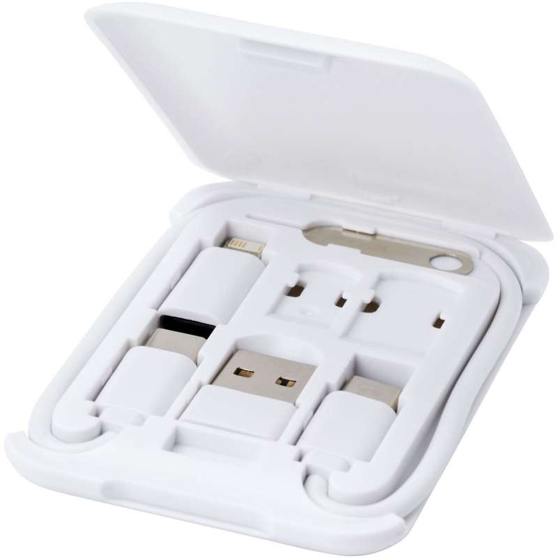 Câble de recharge modulaire en plastique recyclé Savvy avec support de téléphone à prix grossiste - Cable de charge à prix de gros