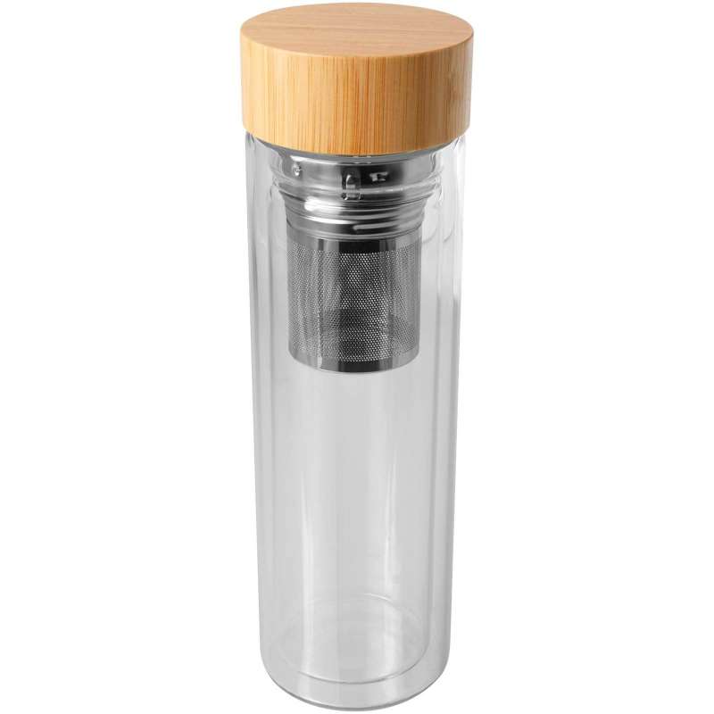 Bouteille à infusion Bailey en verre borosilicate de 400 ml avec couvercle en bambou à prix grossiste - Infuseur à thé à prix de gros