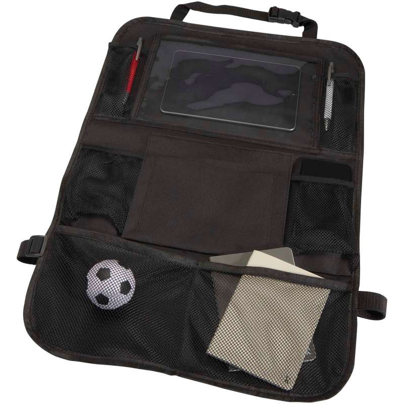 Zwarte net achterzit organizer voor tablet - Kofferbakzak tegen groothandelsprijzen