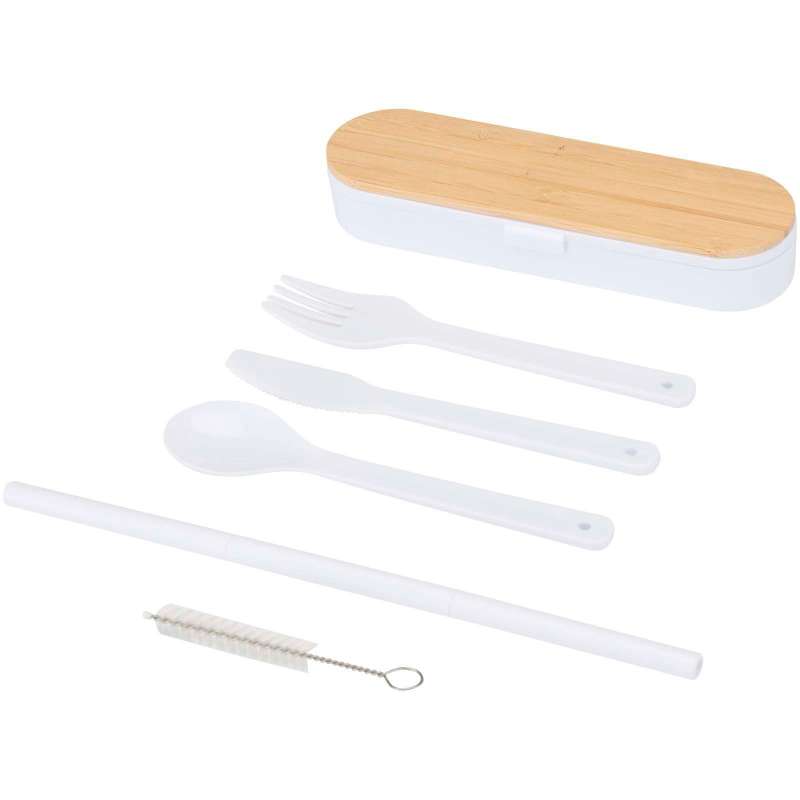 Set med återanvändbara bestick i bambufodral - Täckning till grossistpris