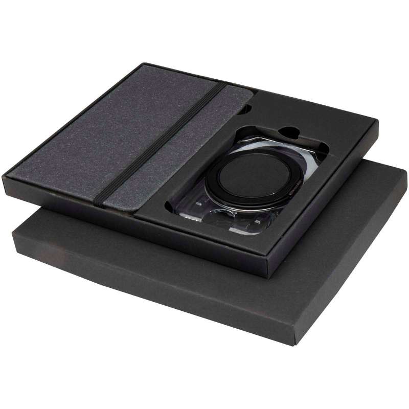 Gray Recycled Notebook Set with Magnetic Card Holder - Gift box at wholesale prices