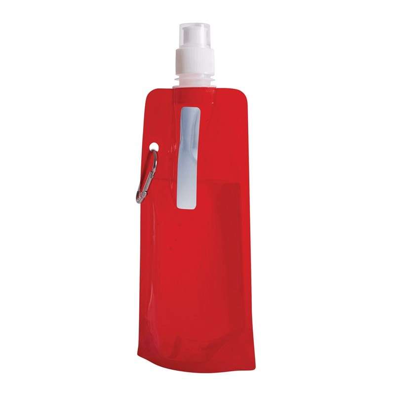 Vouwbare drinkfles 400 ml, transparante dop met karabijnhaak - Producten tegen groothandelsprijzen