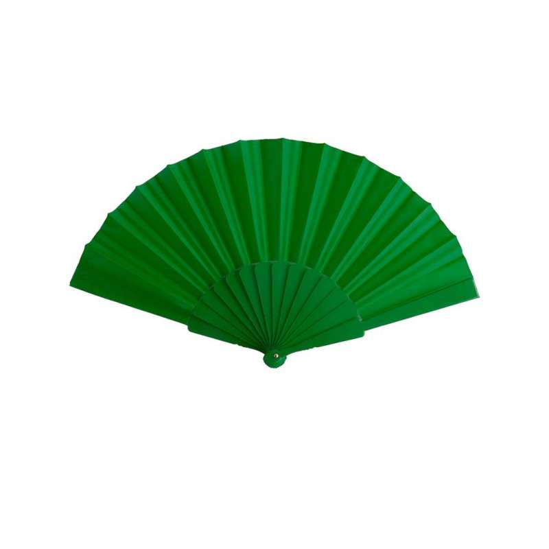 Färgglad plastfläkt med polyester 21 cm - Fläkt till grossistpris