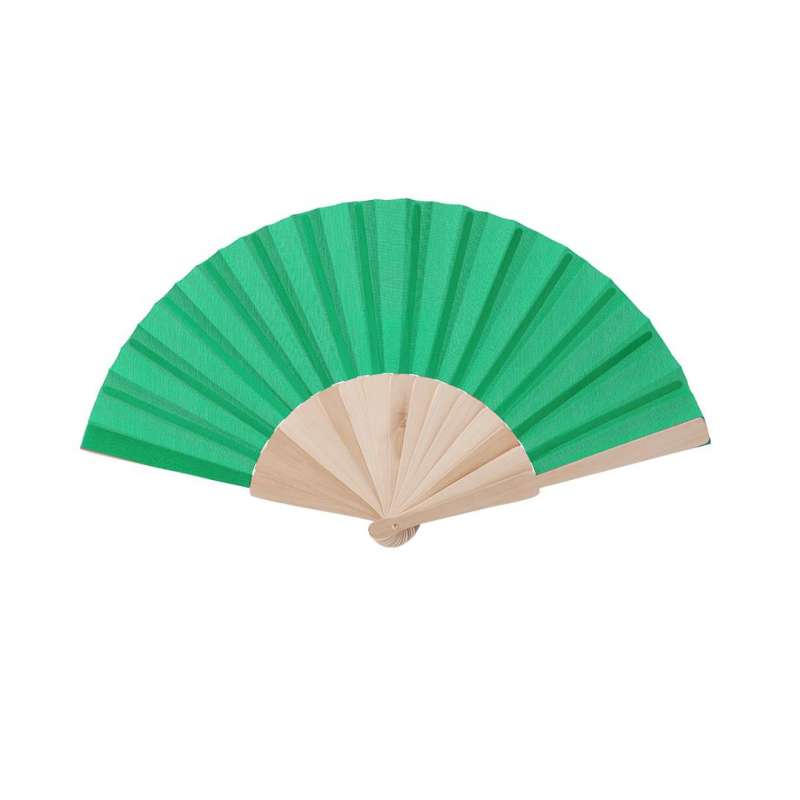 Nature-Themed Polyester Fan with Wooden Sticks - Fan at wholesale prices