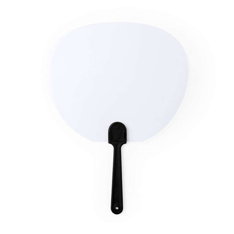 Abanico translucido blanco con mango colorido a precios de mayorista - Accesorio diario a precios de mayorista