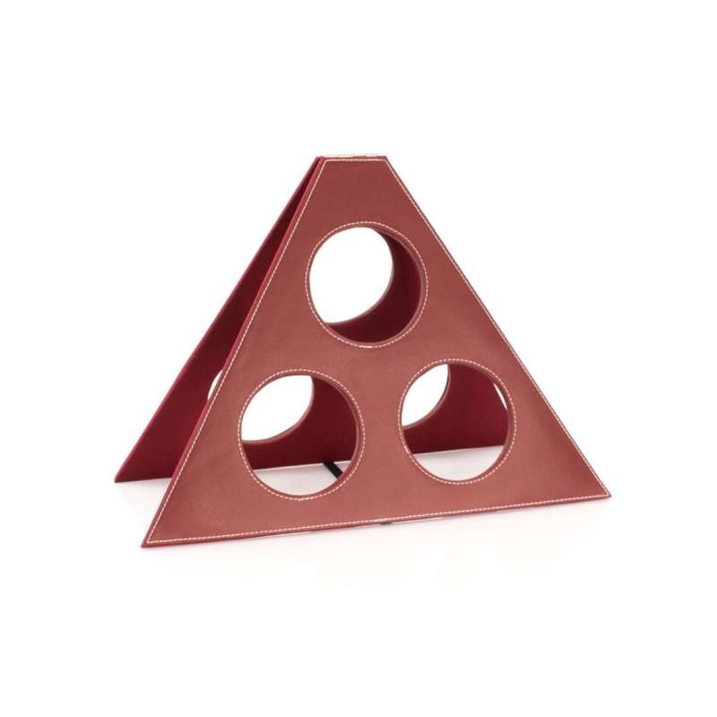 Foldbart vinholder til 3 flasker i PU-læder - Flaskeholder til engrospris