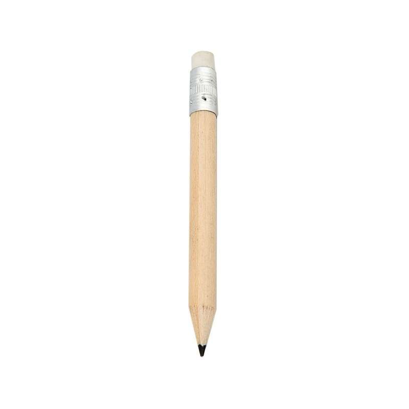 Natural Wood Mini Round Crayon with Eraser - Pencil at wholesale prices