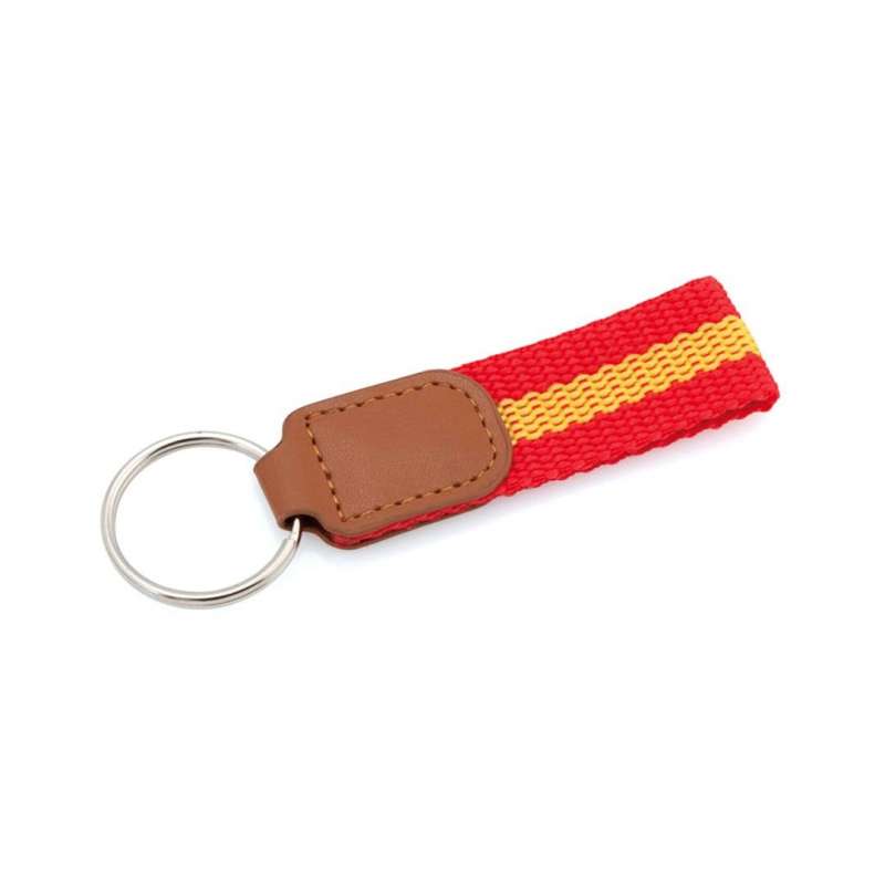 Polyester Keychain with Spanish Flag Design - Plastic keychains at wholesale prices