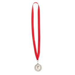 Metal Medal with Red Ribbon...