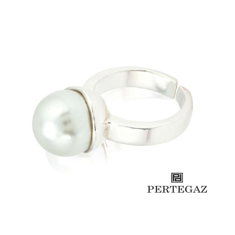 Justerbar ring i metal med perle - Smykke til engrospris