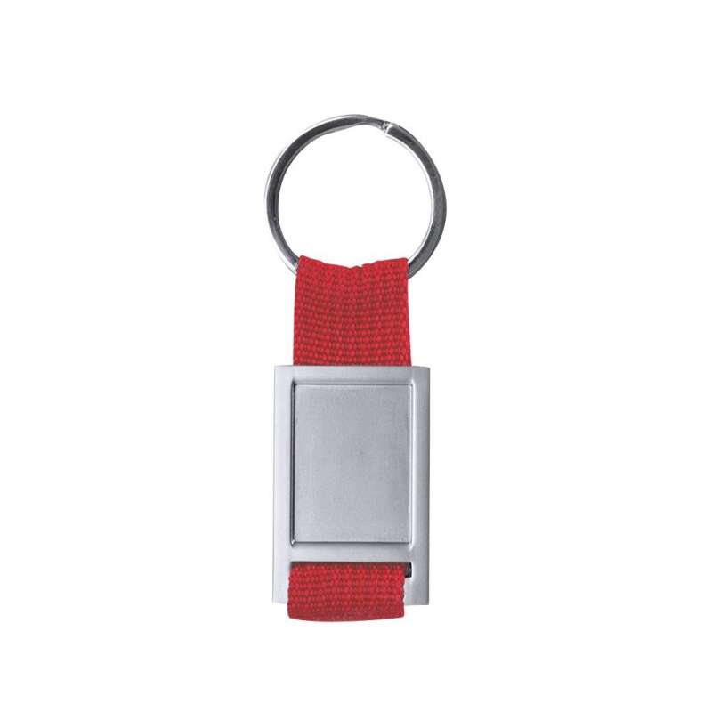 Colorful Polyester Ribbon Keychain with Metal Tag - Keychains at wholesale prices