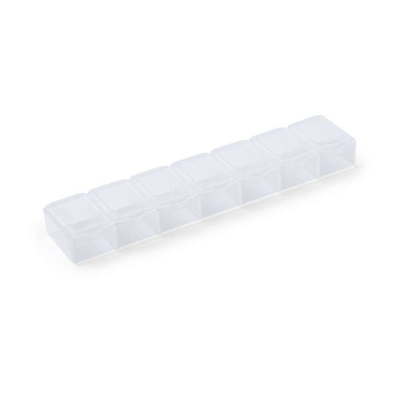 Translucent ugentlig pilleæske med 7 rum - Pillerækken til engrospris